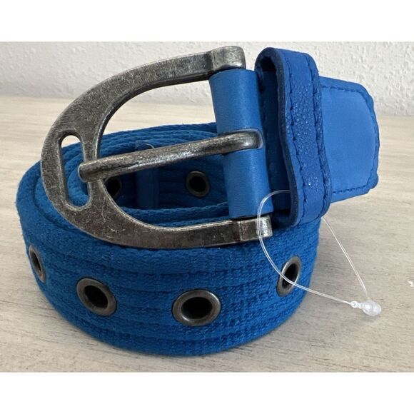 Free People Womens Sz S/M Blue Belt Canvas Leather NEW - Picture 4 of 9